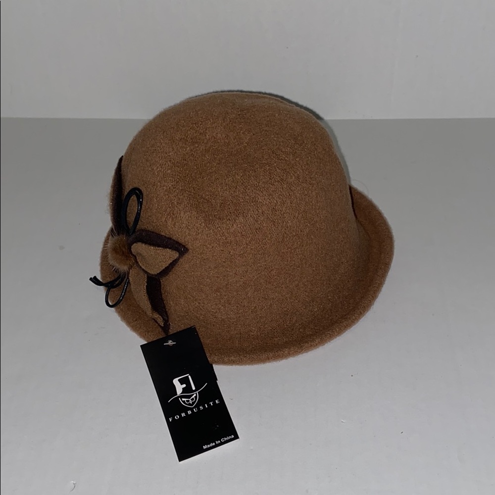 Forbusite Women’s New Brown Cloche Derby Hat with Bow